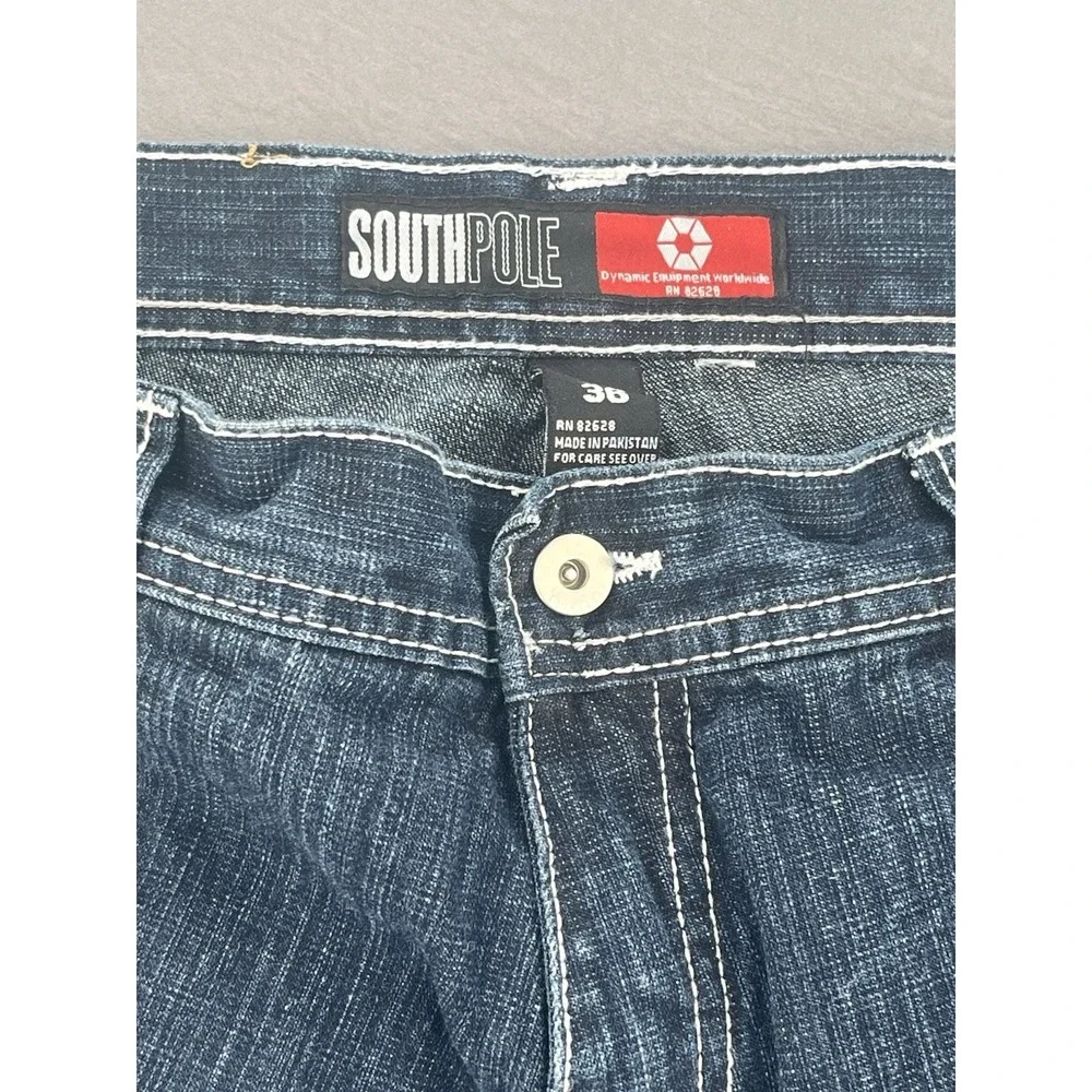 Southpole Jeans Mens 36x30 Black Dark Wash Baggy RN82628 Y2K Vintage